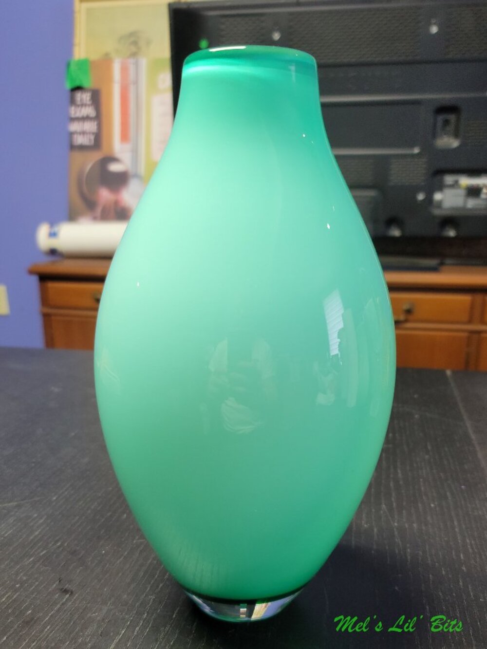 Crate & Barrel Splash Vase In Blue Green Salt Made in Poland